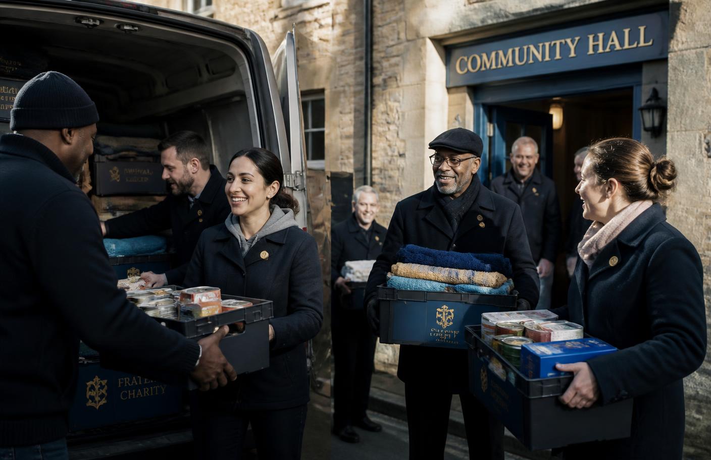 Men and women of the lodge work together on a community service project